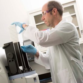 Scientist working in lab